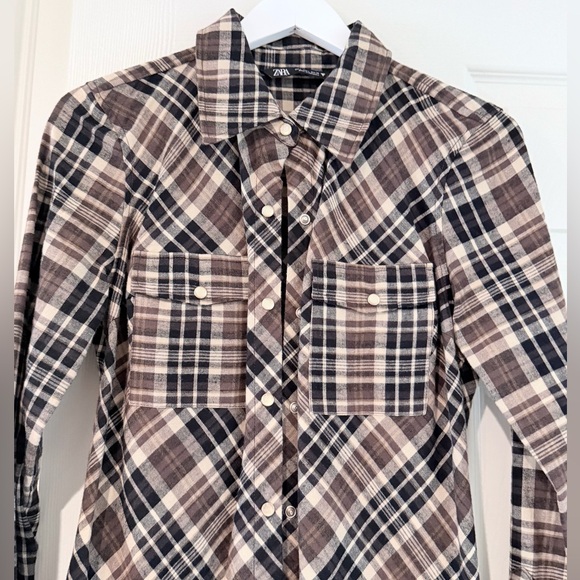 Zara Plaid Maxi Dress - Black, White, Brown - Picture 2 of 5